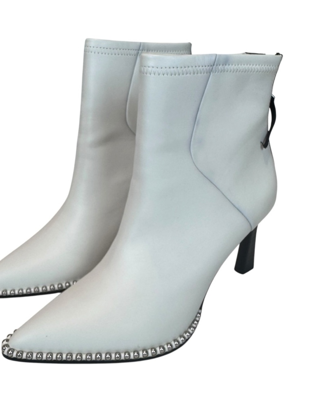 BCBGeneration Beya Pointy Toe Heeled Booties Women’s Size 9 Leather Studs White